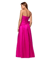 Xscape Women's Bow-Trim Ruched Strapless Gown