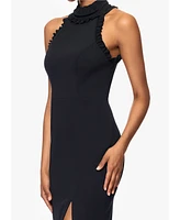 Xscape Women's High-Neck Open-Back Gown