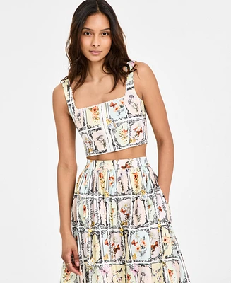 Avec Les Filles Women's Lace-Trim Crop Tank