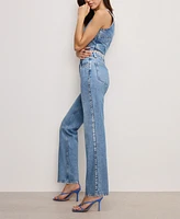 Good American Women's Icon Studded Straight-Leg Jeans