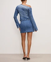 Good American Women's Denim Thigh-Slit Mini Skirt
