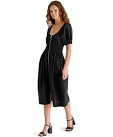 Steve Madden Women's Liora Puff-Sleeve Cotton Midi Dress