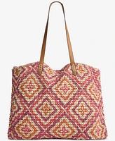 Style & Co Extra-Large Geo Pattern Straw Tote, Exclusively at Macy's