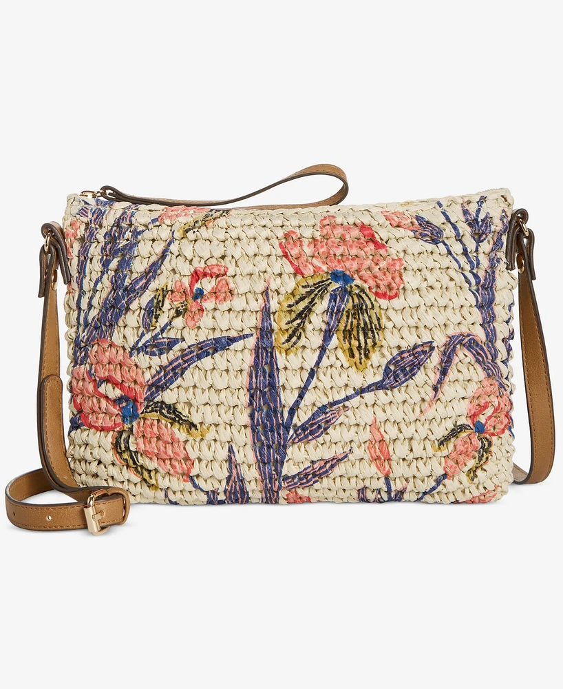 Style & Co Lyra Floral Printed Straw Small Crossbody, Exclusively at Macy's