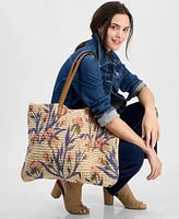 Style & Co Extra-Large Printed Straw Floral Tote, Exclusively at Macy's