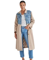 Steve Madden Women's Soraya Mixed Media Trench Coat