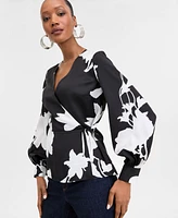 I.n.c. International Concepts Women's Printed Peplum Top, Exclusively at Macy's