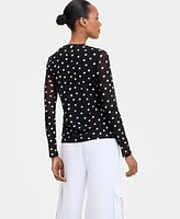 I.n.c. International Concepts Women's Printed Mesh Top, Exclusively at Macy's