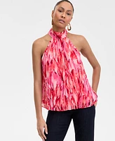 I.n.c. International Concepts Women's Printed Pleated Chiffon Halter Top, Exclusively at Macy's