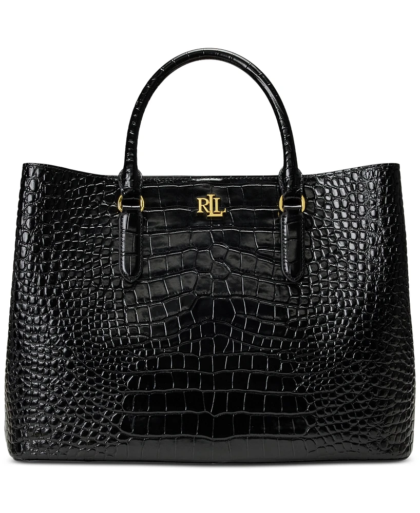 Lauren Ralph Lauren Marcy Large Embossed Leather Satchel