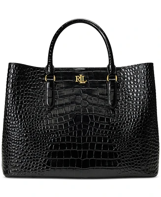 Lauren Ralph Lauren Marcy Large Embossed Leather Satchel