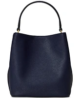 Lauren Ralph Crosshatch Leather Mini Reese Bucket Bag