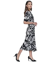 Karl Lagerfeld Paris Women's Printed Keyhole Midi Dress