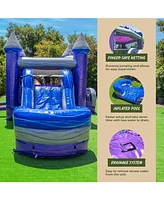 Xjump Purplish Castle Commercial Grade Bounce House Water Slide with Splash Pool for Kids and Adults (with Blower), 15oz Pvc Vinyl, Basketball Hoop, W