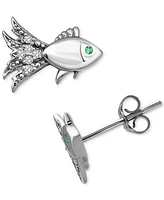 Giani Bernini Lab-Created Green Quartz & Cubic Zirconia Fish Stud Earrings in 18k Gold Over Sterling Silver, Exclusively at Macy's (Also Available in