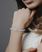 Swiss Blue Topaz (3-1/2 ct. t.w.) & Diamond (1-1/5 Tennis Bracelet 14k White Gold (Also London Aquamarine)