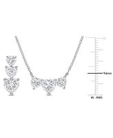 2-Pc. Set Moissanite Triple Heart Pendant Necklace & Matching Stud Earrings (5-1/2 ct. t.w.) in Sterling Silver