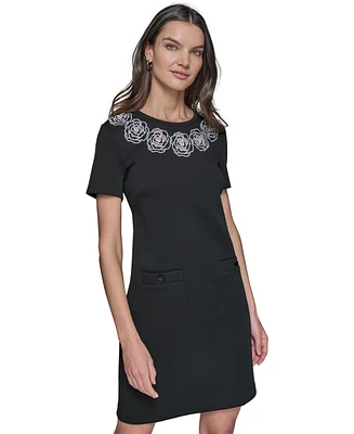 Karl Lagerfeld Paris Women's Cutout Rosette-Trim Dress