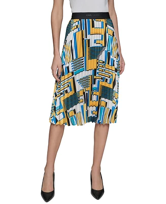 Karl Lagerfeld Paris Women's Geo-Print Pleated Skirt