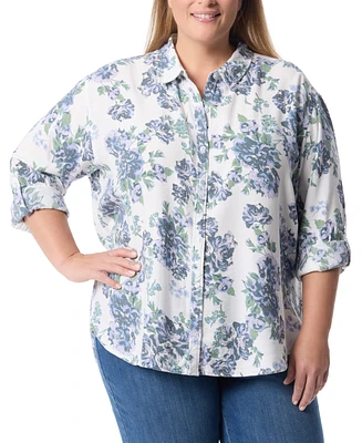 Gloria Vanderbilt Plus Amanda Cotton Oversized Floral Shirt