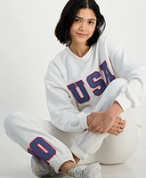 Madden Girl Juniors' Patch Crewneck Fleece Sweatshirt