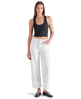 Steve Madden Women's Noeli Wide-Leg Cuffed Jeans