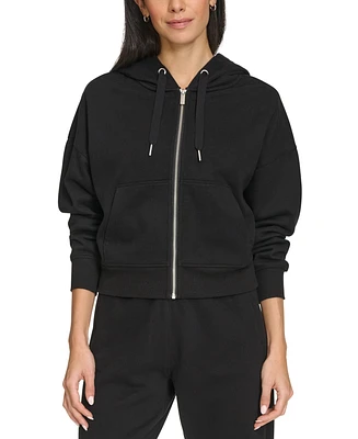 Calvin Klein Women's Fleece Crop Zip-Front Long-Sleeve Hoodie