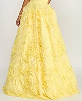 Say Yes Juniors' Ruffled Rosette Strapless Ball Gown, Created for Macy's