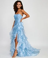 Say Yes Juniors' Ruffled Strapless Ball Gown, Created for Macy's