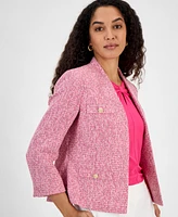 Kasper Women's Tweed Four-Pocket Collarless Jacket, Regular & Petite Sizes