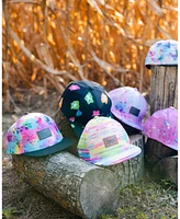 Deux par Deux Baby Girls Printed Cap Butterflies On Multicolored And Black Background