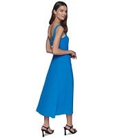 Karl Lagerfeld Paris Women's Scoop-Neck Belted Sleeveless Midi Dress