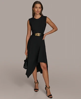 Donna Karan New York Women's Belted Asymmetric-Hem Dress