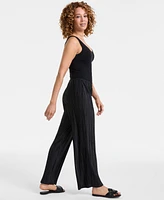 Jm Collection Women's Plisse Wide-Leg Pull-On Pants, Exclusively at Macy's