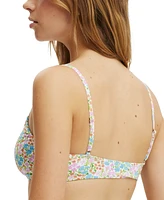 Cotton On Women's Floral-Print Straight-Neck Bikini Top