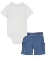 Tommy Hilfiger Baby Boys Bodysuit & Denim Cargo Shorts, 2 Piece Set