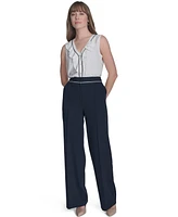 Tommy Hilfiger Women's Ruffle Contrast-Tipped Blouse