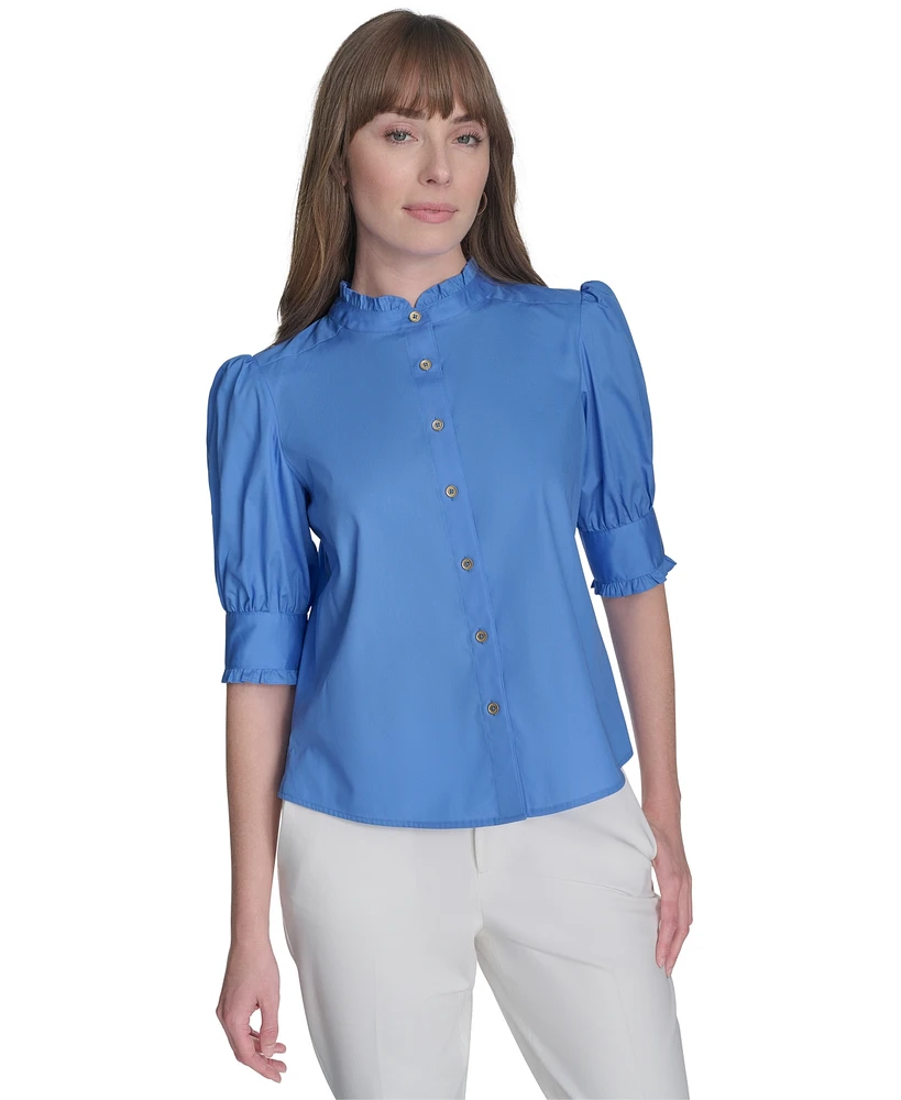 Tommy Hilfiger Women's Cotton Puff-Sleeve Blouse