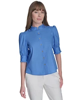 Tommy Hilfiger Women's Cotton Puff-Sleeve Blouse
