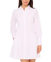 Msk Petite Collared Cotton Button-Front Shirt Dress