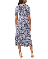 Msk Petite Printed Ring Short-Sleeve Midi Dress