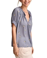 Lucky Brand Women's Floral-Print Ruffled Bubble Top