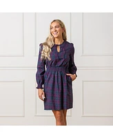 Hope & Henry Women's Long Sleeve Smocked Waist Keyhole Dress