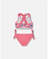 Deux par Girls Printed Two-Piece Swimsuit Candy Pink And Flamingo