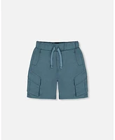 Deux par Toddler Boys Parachute Cargo Pocket Shorts Dark Teal - Toddler|Child