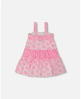 Deux par Toddler Girls Printed Terry Beach Dress Pink And White - Toddler|Child