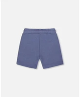 Deux par Toddler Boys French Terry Zip Pocket Shorts Pale Mauve Blue - Toddler|Child