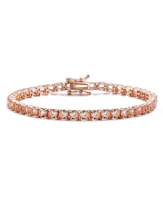 Sterling Silver with Clear Cubic Zirconia Tennis Bracelet White Gold Plated, 14K or 18K Rose Plated