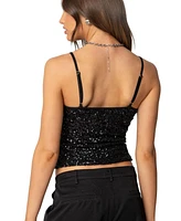 Edikted Womens Celene Sequin Tank Top