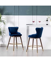 Leland Mid-Century Upholstered Counter Stools with Wingback, Set of 2-The Pop Home